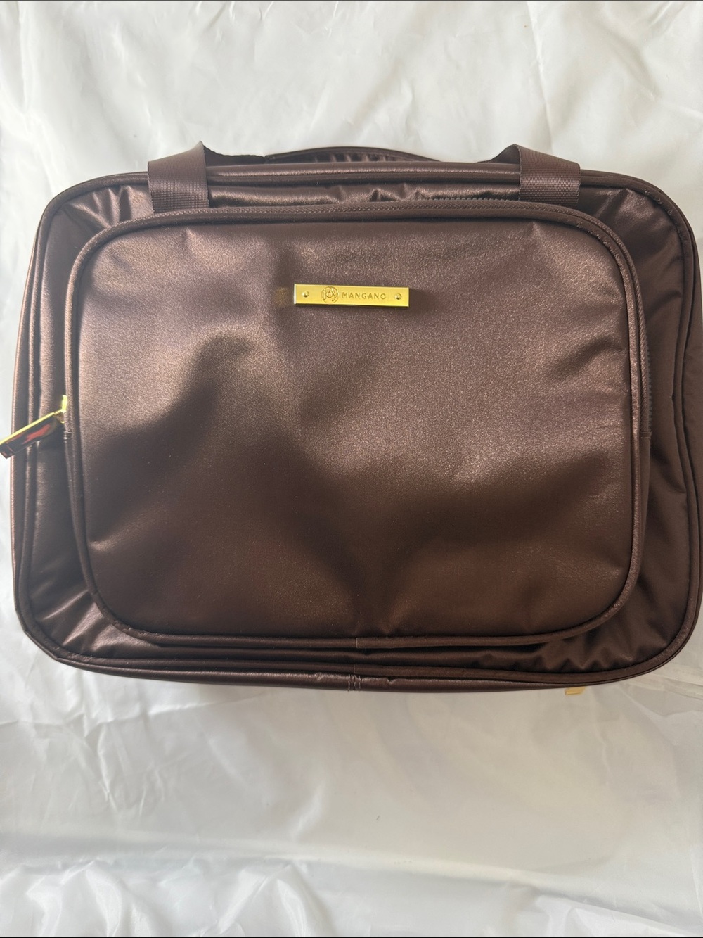 Joy Mangano Shimmering Brown Cosmetic Tote with Gold Plate - Picture 11 of 11